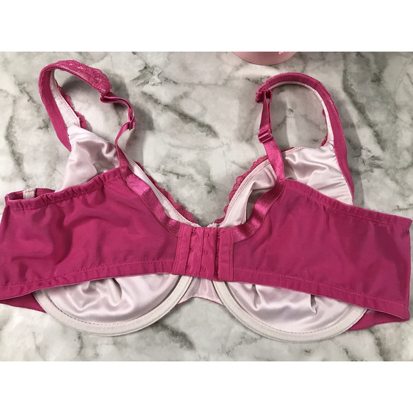 NWOT Cacique Unlined Bra Women's Size 42DD Hot PINK Lace Underwire Back Closure - Picture 7 of 11